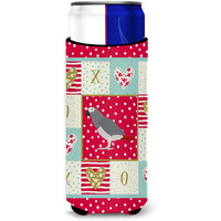 "Caroline's Treasures CK5518MUK African Grey Parrot Love Ultra Hugger for slim cans cold-beverage-koozies, Multicolor"
