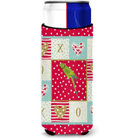 "Caroline's Treasures CK5525MUK Ring-Necked Parakeet Love Ultra Hugger for slim cans cold-beverage-koozies, Multicolor"