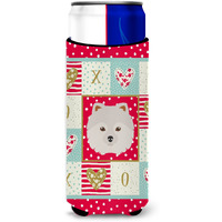 "Caroline's Treasures CK5210MUK Japanese Spitz Michelob Ultra Hugger for slim cans cold-beverage-koozies, Multicolor"