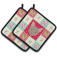 "Caroline's Treasures CK5130PTHD Malayan Cat Love Pair of Pot Holders potholders, Multicolor"
