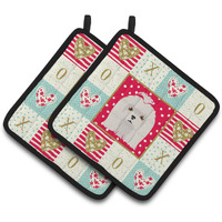 "Caroline's Treasures CK5217PTHD Maltese Love Pair of Pot Holders potholders, Multicolor"