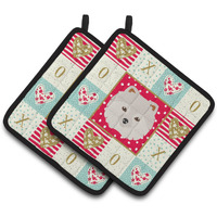 "Caroline's Treasures CK5210PTHD Japanese Spitz Love Pair of Pot Holders potholders, Multicolor"