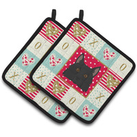 "Caroline's Treasures CK5236PTHD Schipperke Love Pair of Pot Holders potholders, Multicolor"