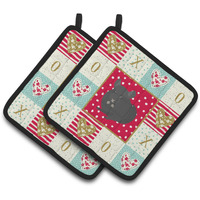 "Caroline's Treasures CK5421PTHD Charcoal Chinchilla Love Pair of Pot Holders potholders, Multicolor"