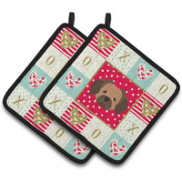 "Caroline's Treasures CK5240PTHD Tibetan Spaniel Love Pair of Pot Holders potholders, Multicolor"