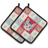 "Caroline's Treasures CK5079PTHD American Bobtail Cat Love Pair of Pot Holders potholders, Multicolor"