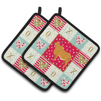 "Caroline's Treasures CK5252PTHD Zebu Indicine Cow Love Pair of Pot Holders potholders, Multicolor"