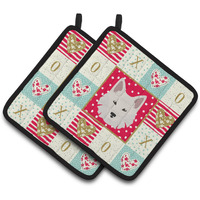 "Caroline's Treasures CK5194PTHD Danish Spitz Love Pair of Pot Holders potholders, Multicolor"