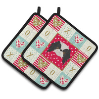 "Caroline's Treasures CK5209PTHD Japanese Chin Love Pair of Pot Holders potholders, Multicolor"