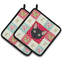 "Caroline's Treasures CK5131PTHD Mandalay Cat Love Pair of Pot Holders potholders, Multicolor"