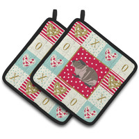 "Caroline's Treasures CK5435PTHD Skinny Guinea Pig Love Pair of Pot Holders potholders, Multicolor"
