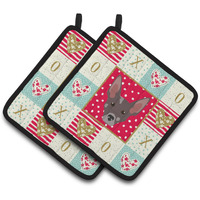 "Caroline's Treasures CK5227PTHD Peruvian Hairless Dog Love Pair of Pot Holders potholders, Multicolor"
