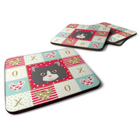 "Caroline's Treasures CK5150FC Poodle Cat Love Foam Set of 4 coasters, Multicolor"