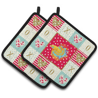 "Caroline's Treasures CK5484PTHD CrownTail Betta Love Pair of Pot Holders potholders, Multicolor"
