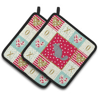 "Caroline's Treasures CK5422PTHD Foggy Chinchilla Love Pair of Pot Holders potholders, Multicolor"