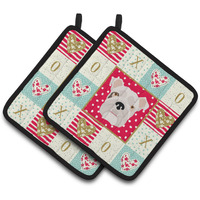 "Caroline's Treasures CK5197PTHD English Bulldog Love Pair of Pot Holders potholders, Multicolor"