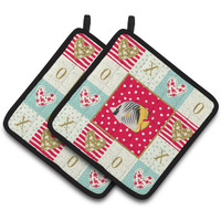 "Caroline's Treasures CK5466PTHD Butterfly Fish Love Pair of Pot Holders potholders, Multicolor"