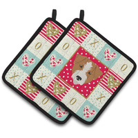 "Caroline's Treasures CK5213PTHD Kromfohrlander Love Pair of Pot Holders potholders, Multicolor"