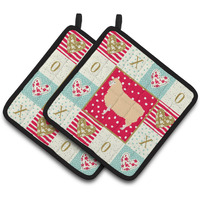 "Caroline's Treasures CK5401PTHD English Leicester Longwool Sheep Love Pair of Pot Holders potholders, Multicolor"