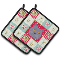 "Caroline's Treasures CK5095PTHD British Shorthair Cat Love Pair of Pot Holders potholders, Multicolor"