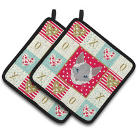 "Caroline's Treasures CK5139PTHD Ojos Azules Cat Love Pair of Pot Holders potholders, Multicolor"