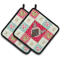 "Caroline's Treasures CK5162PTHD Siamese Modern Cat Love Pair of Pot Holders potholders, Multicolor"