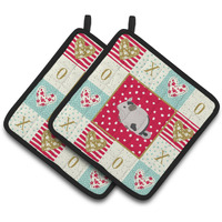 "Caroline's Treasures CK5423PTHD Mosaic Chinchilla Love Pair of Pot Holders potholders, Multicolor"