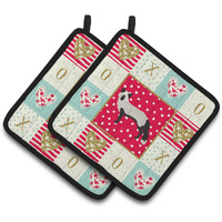 "Caroline's Treasures CK5298PTHD Silver Fox Love Pair of Pot Holders potholders, Multicolor"