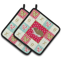 "Caroline's Treasures CK5438PTHD Chinese Hamster Love Pair of Pot Holders potholders, Multicolor"