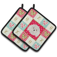 "Caroline's Treasures CK5192PTHD Coton de Tulear Love Pair of Pot Holders potholders, Multicolor"
