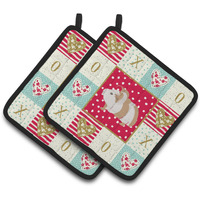 "Caroline's Treasures CK5434PTHD Silkie Guinea Pig Love Pair of Pot Holders potholders, Multicolor"