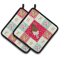 "Caroline's Treasures CK5409PTHD Bourbon Red Turkey Hen Love Pair of Pot Holders potholders, Multicolor"