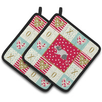 "Caroline's Treasures CK5451PTHD Japanese Mouse Love Pair of Pot Holders potholders, Multicolor"