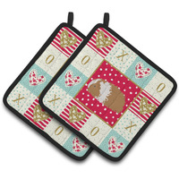 "Caroline's Treasures CK5437PTHD Texel Guinea Pig Love Pair of Pot Holders potholders, Multicolor"