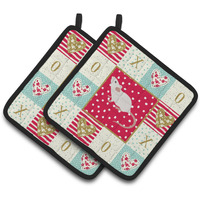"Caroline's Treasures CK5454PTHD White Domestic Mouse Love Pair of Pot Holders potholders, Multicolor"