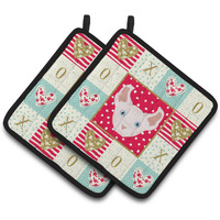 "Caroline's Treasures CK5113PTHD Dwelf Cat Love Pair of Pot Holders potholders, Multicolor"