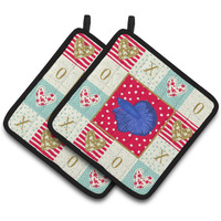"Caroline's Treasures CK5493PTHD Super Delta Tail Betta Love Pair of Pot Holders potholders, Multicolor"