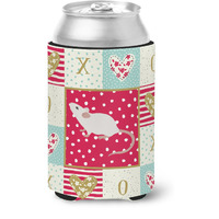 "Caroline's Treasures CK5454CC White Domestic Mouse Love Can or Bottle Hugger cold-beverage-koozies, Multicolor"