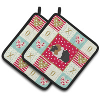 "Caroline's Treasures CK5426PTHD Abyssinian Guinea Pig Love Pair of Pot Holders potholders, Multicolor"