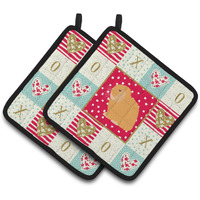 "Caroline's Treasures CK5395PTHD Holland Lop Rabbit Love Pair of Pot Holders potholders, Multicolor"