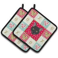 "Caroline's Treasures CK5145PTHD Pantherette Cat Love Pair of Pot Holders potholders, Multicolor"