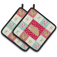 "Caroline's Treasures CK5443PTHD Syrian Golden Hamster Love Pair of Pot Holders potholders, Multicolor"
