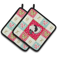 "Caroline's Treasures CK5415PTHD Royal Palm Turkey Love Pair of Pot Holders potholders, Multicolor"