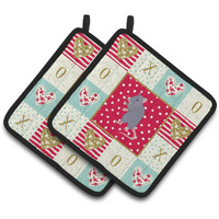 "Caroline's Treasures CK5457PTHD Blue Rat Love Pair of Pot Holders potholders, Multicolor"