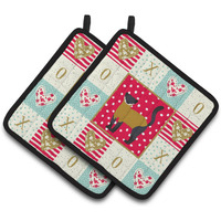 "Caroline's Treasures CK5301PTHD Yellow-Throated Marten Love Pair of Pot Holders potholders, Multicolor"