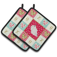 "Caroline's Treasures CK5424PTHD Pink and White Chinchilla Love Pair of Pot Holders potholders, Multicolor"