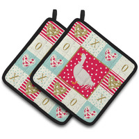 "Caroline's Treasures CK5329PTHD Sebastopol Goose Love Pair of Pot Holders potholders, Multicolor"