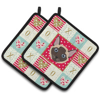 "Caroline's Treasures CK5173PTHD Tonkinese Cat Love Pair of Pot Holders potholders, Multicolor"