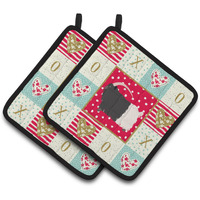 "Caroline's Treasures CK5314PTHD Welsh Black-Necked Goat Love Pair of Pot Holders potholders, Multicolor"