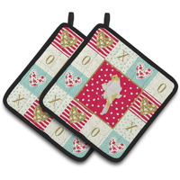 "Caroline's Treasures CK5507PTHD Parisian Trumpeter Canary Love Pair of Pot Holders potholders, Multicolor"